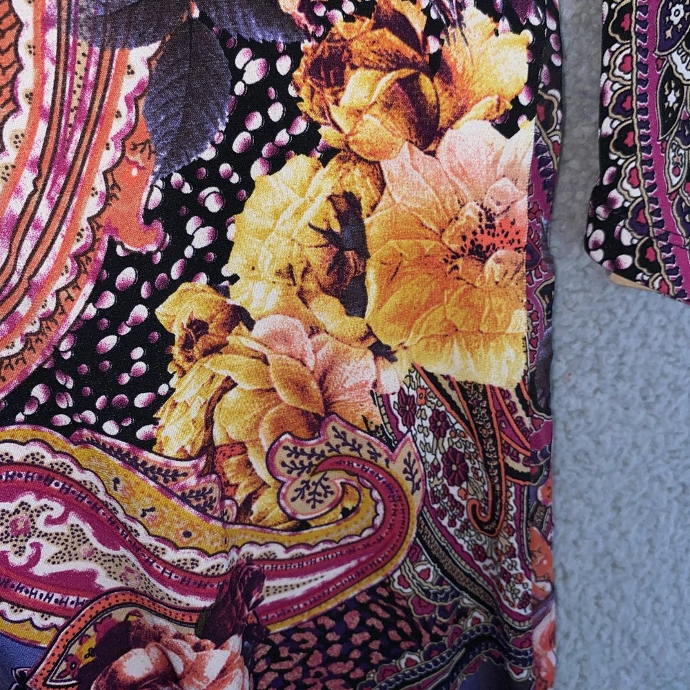 Susan Graver Shirt Womens 3X Purple Paisley Floral Tunic Top Boho Stretch - Picture 10 of 12